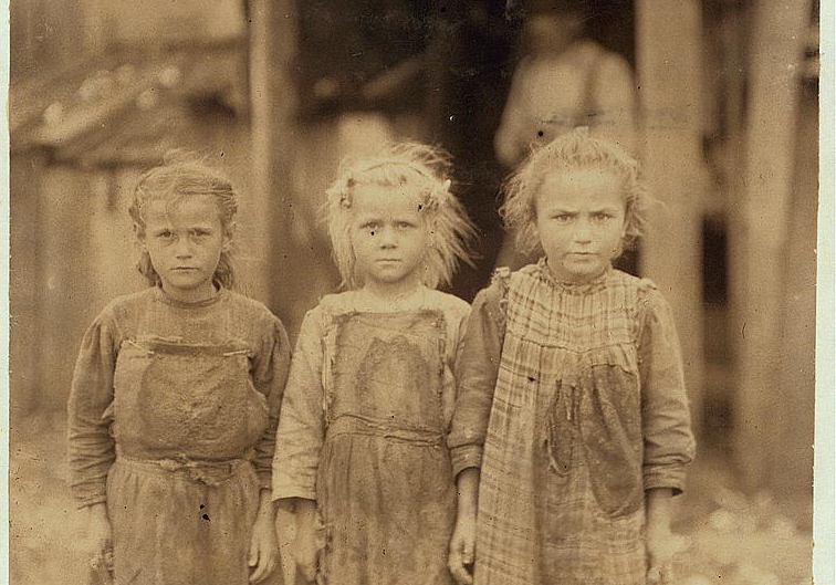 Josie, six years old, Bertha, six years old, Sophie, 10 years old. • Photo by Hine, Lewis (1874-1940) courtesy of the Library of Congress